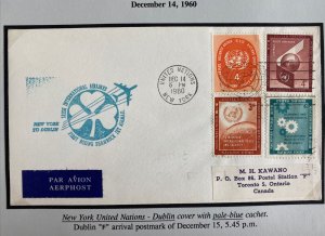 1960 United nations Usa aer Lingus first Jet Flight Cover to Toronto Canada