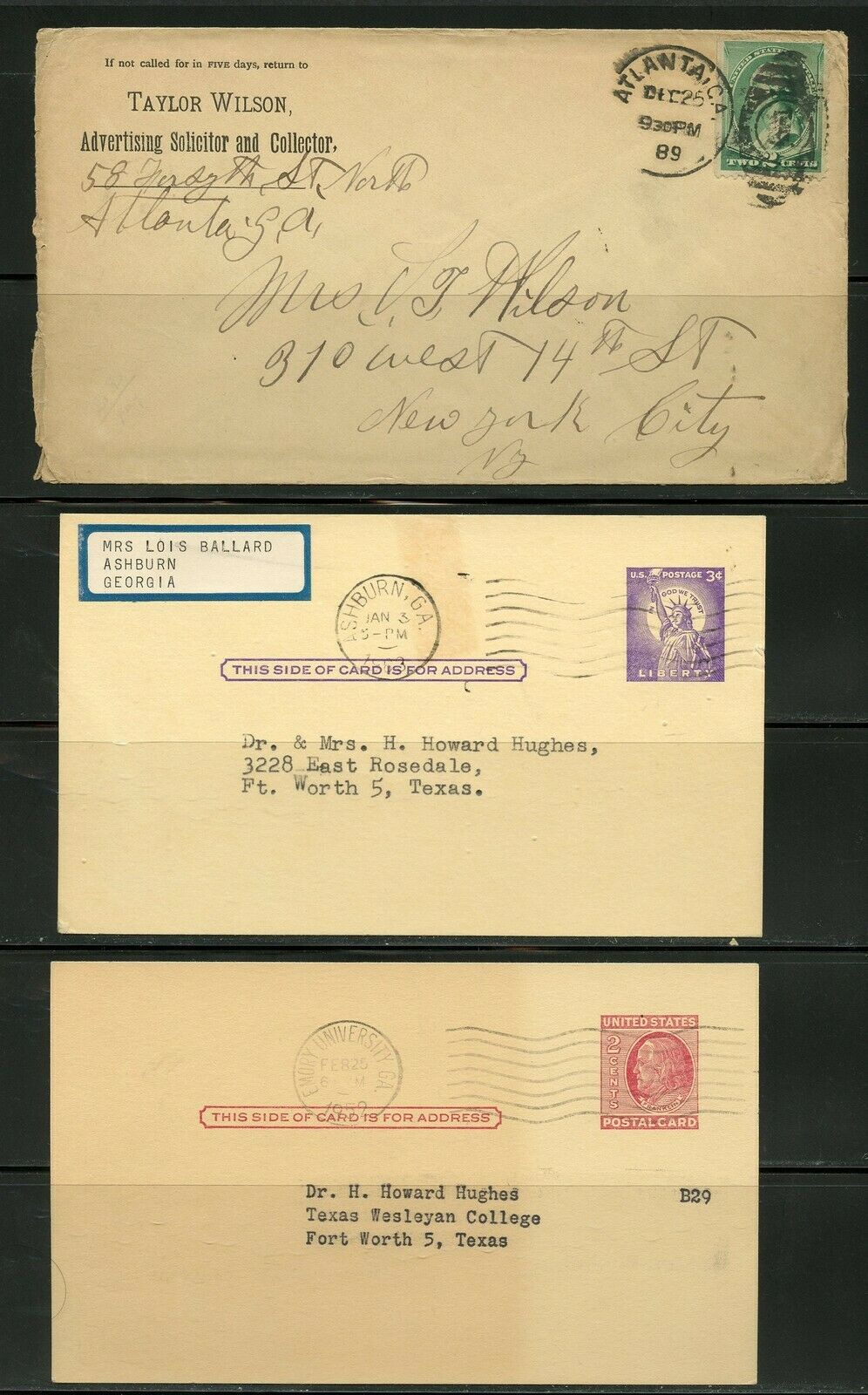 US POSTAL HISTORY OF THE STATE OF GEORGIA LOT OF 36 COVERS 1889-1981 AS ...