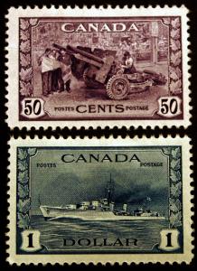 Canada #261 50c Violet & #262 $1 Deep Blue VF MLH CV $150