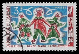 Dahomey #186 Used OG (CTO) LH; 3fr Nago Dance (1964) (2)