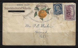 US 1895 RIVERSIDE CALIF ADVERTISING COVER THE GREATEST ORANGE GROWING CO IN THE