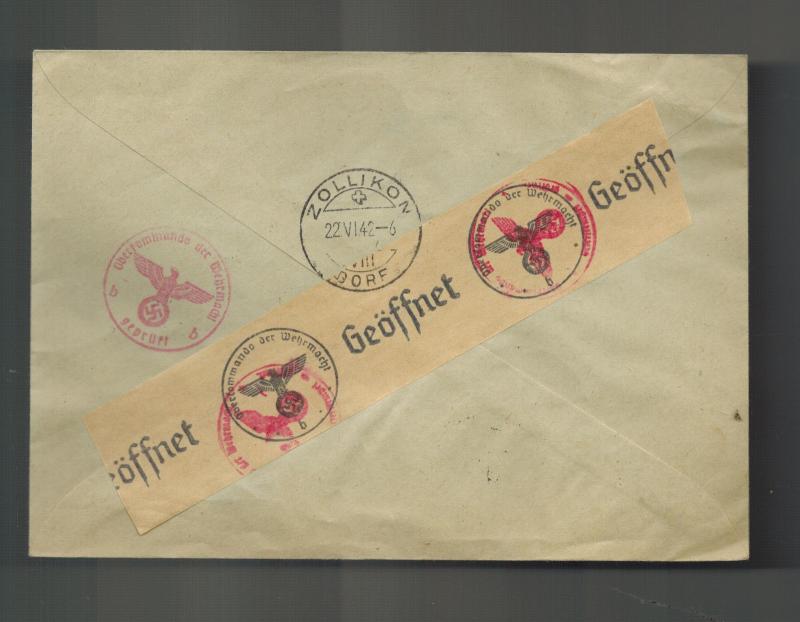 1942 Oslo Norway Censored First Day Cover # 247 to 250 FDC to Switzerland