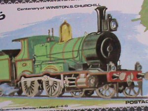 DHUFAR- CENTENARY DEATH OF SIR WINSTON CHURCHILL-CLASSIC TRAIN MNH IMPERF S/S