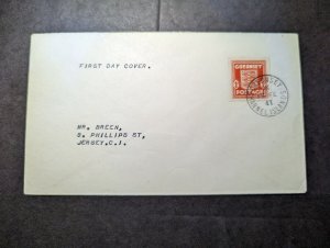 1941 British Channel Islands First Day Cover FDC Guernsey to Jersey CI