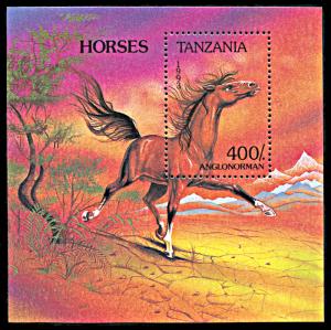 Tanzania 1159, MNH, Anglo-Norman Horse souvenir sheet