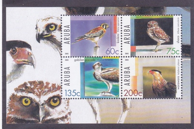 Aruba 271a (268-71) MNH 2006 Birds of Prey Souvenir sheet of 4 Very Fine