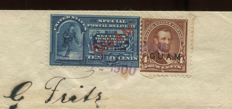 Guam Scott E1a & 4 Overprint Used Stamps on Nice Cover to Saipan Mariana Islands