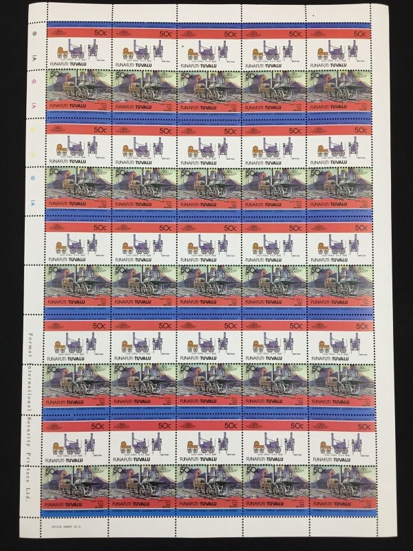 TUVALU Trains Locomotives Sheets x 6 MNH (300 Stamps) BLK50