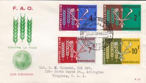 Rwanda 1963 Scott 23-26  Food Agricultural Org Freedom From Hunger FDC