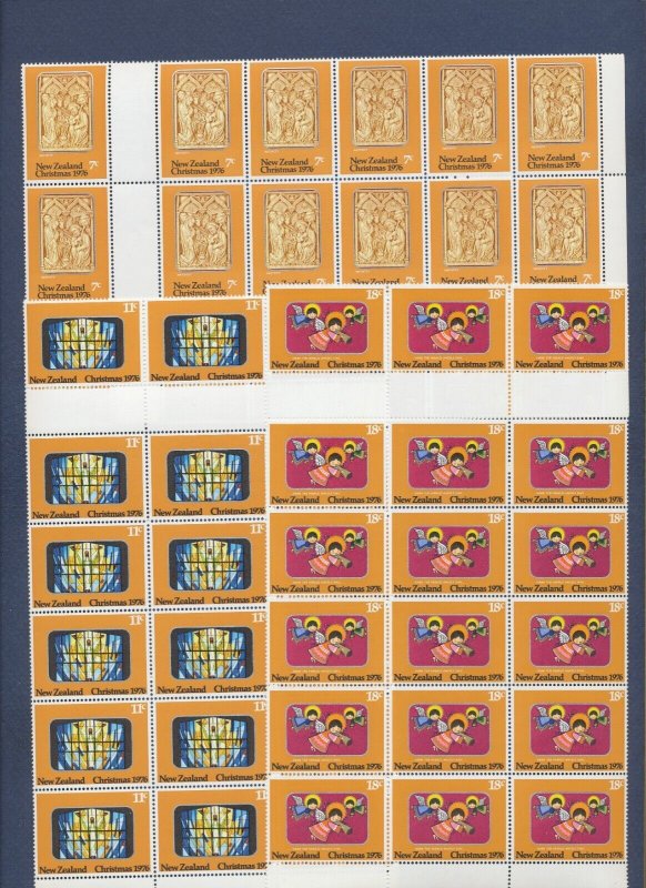 NEW ZEALAND - Scott 608-10 - MNH blocks of 12 + Gutter Pairs  GP - Christmas --b