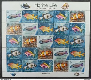 QW45 2013 SOLOMON ISLANDS FISHES MARINE LIFE FAUNA #1641-45 ! UNIQUE SH MNH