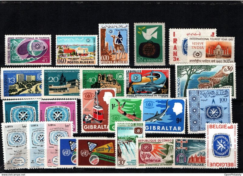 International Tourist Year 1967 worldwide stamps UN emblem tourism Gibraltar ...