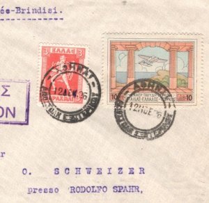 GREECE Air Mail 10d *FLYING BOAT*Cover 1926 Athens ITALY Catania {samwells}MA927