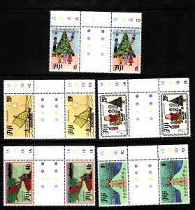 Fiji-Sc#518-22-unused NH set in gutter pairs-Christmas-1984-