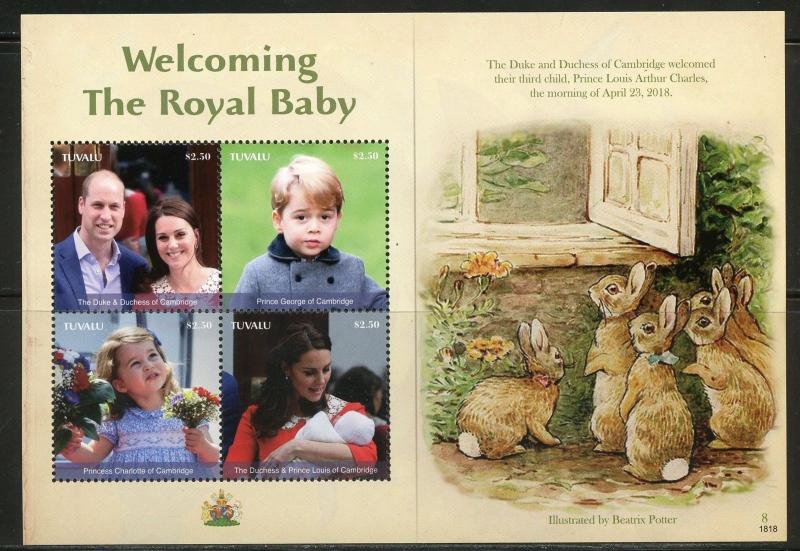 TUVALU  2018 WELCOMING THE  ROYAL BABY PRINCE LOUIS SHEET  MINT NH 