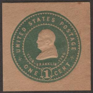 SC#U383 1¢ Franklin Cut Square: Full Corner (1903) Used