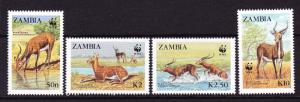 ZAMBIA  1987  W.W.F.  SET 4   MNH
