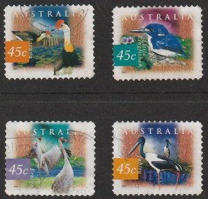 Australia #1536-1539 1997 4x45c Wetland Birds Set. USED-F-VF-NH.