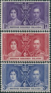 Solomon Islands 1937 SG57-59 Coronation set MLH