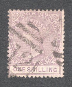 St. Christopher, Scott #16  VF, Used, 1sh violet, CV $75.00 .... 5960012