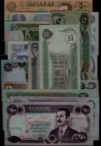 Iraq 13 unc. banknotes