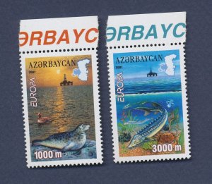 AZERBAIJAN - Scott 714-715 - MNH - EUROPA, fish, Derrick- Petroleum topic - 2001