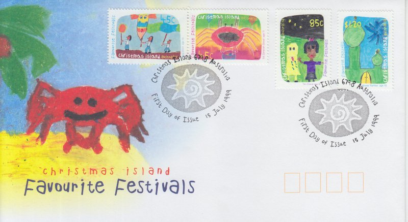 1999 Christmas Island Festivals  (Scott 418-21) FDC