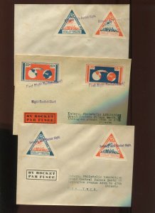 3 1936 US ROCKET MAIL COVERS 3rd INTERNATIONAL PHILATELIC EXPO T1X ETC (915 i)