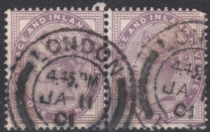 Great Britain Sg172 1d Lilac Used Pair Cv £4.40