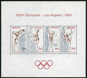 Monaco 1418 ad sheet,MNH.Michel Bl.25. Olympics Los Angeles-1984.Gymnastics.