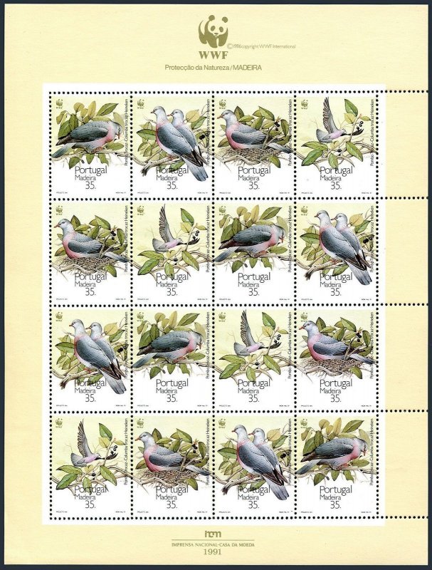 Portugal Madeira 147-150a sheet, MNH. Michel 143-146 bogen. WWF 1991. Birds.