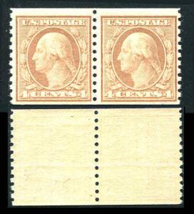 US Scott #495 Orange Brown Rottary P10 Vert 1916 NH Pair Mint Stamps Cat $50