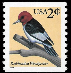 Scott 3045  2¢ Red-Headed Woodpecker Coil Single, MNH