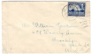 Antigua 1938 Neat cover to New York franked KG5 2½ pictorial