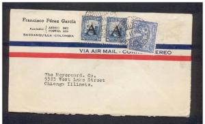 COLOMBIA TO USA AIR MAIL COVER COFFEE RECOLECTION  AAA7463