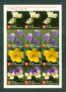 Sweden. Poster Stamp Sheet. MNH. National Heart & Lung Assoc. Summer Flowers.