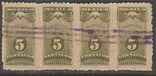 MEXICO SP10, 5¢ 1936 SALUBRIDAD ROUL. STRIP OF FOUR. USED. F. (1528)