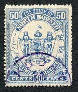 North Borneo SG82d 50c Chalky Blue Cat 65 pounds