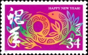 2001 34c Year of the Snake, Happy New Year! Scott 3500 Mint F/VF NH