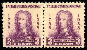 US Sc 726 VF/MNH PAIR - 1933 3¢ - Gen.  Oglethorpe - See Scan