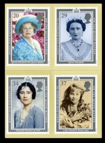 STAMP STATION PERTH G.B. PHQ Cards No.128- Set of 4 - Queen Mother Mint 1990