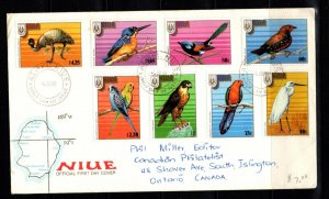 Niue #522-29 (1986 Birds set) on cacheted, addressed FDC to Canada