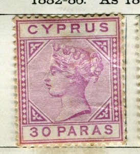 CYPRUS; 1892 classic QV Crown CA issue mint hinged 30pa. value 