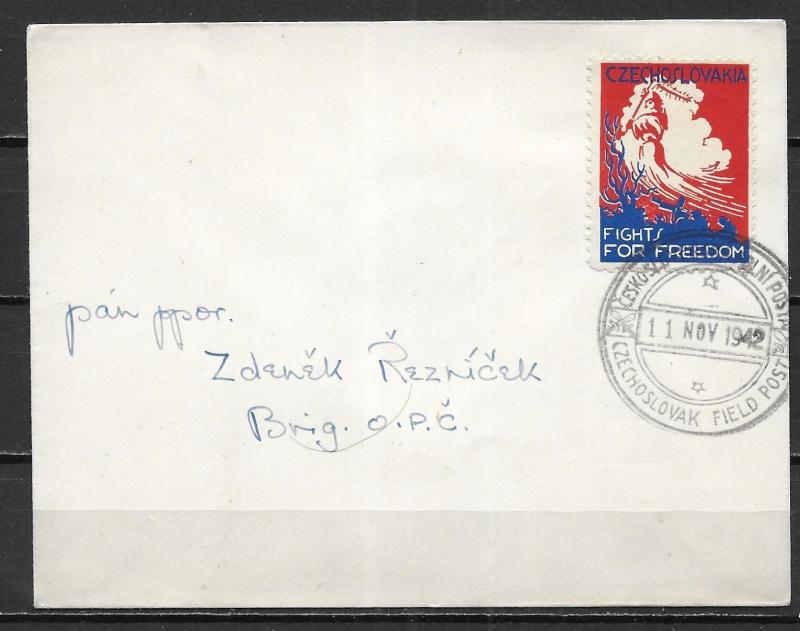 Czechoslovakia WWII Field Post Great Britain on envelope (z7)
