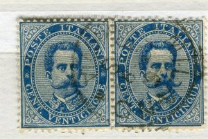 ITALY; 1879 early classic Umberto issue fine used 20c. pair 