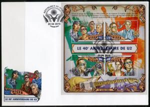 NIGER 2016 40th ANNIVERSARY OFTHE BAND U2  SHEET FIRST DAY COVER