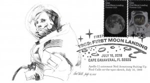2019 FDC, #5399-5400, First Moon Landing, Panda Cachets