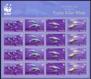 Tuvalu WWF Pygmy Killer Whale Sheetlet of 4 sets SPECIMEN 2006 MNH