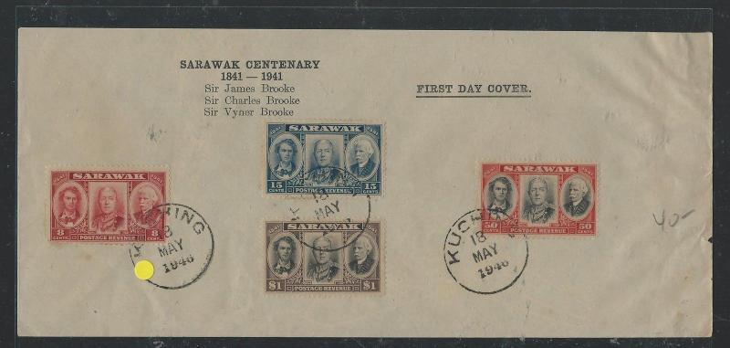 SARAWAK (P0806B) 1946 CENTENARY SET ON FDC