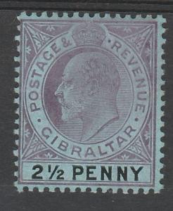 GIBRALTAR 1904 KEVII 21/2D WMK MULTI CROWN CA 